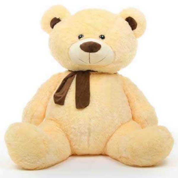 Cream 5 Feet Big Teddy Bear with Muffler